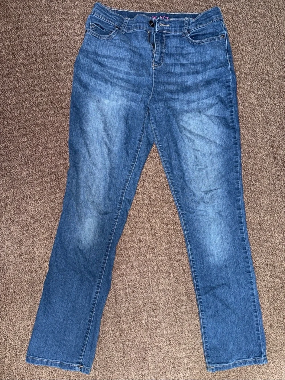 Children’s Place Girl’s Adjustable Waist Skinny Jeans in Light & Dark Blue Wash